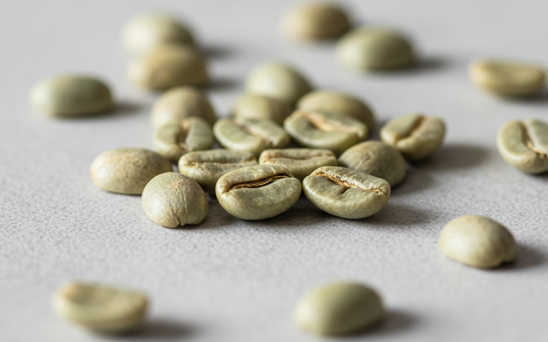 Close-up of Yirgacheffe coffee beans showing bean size