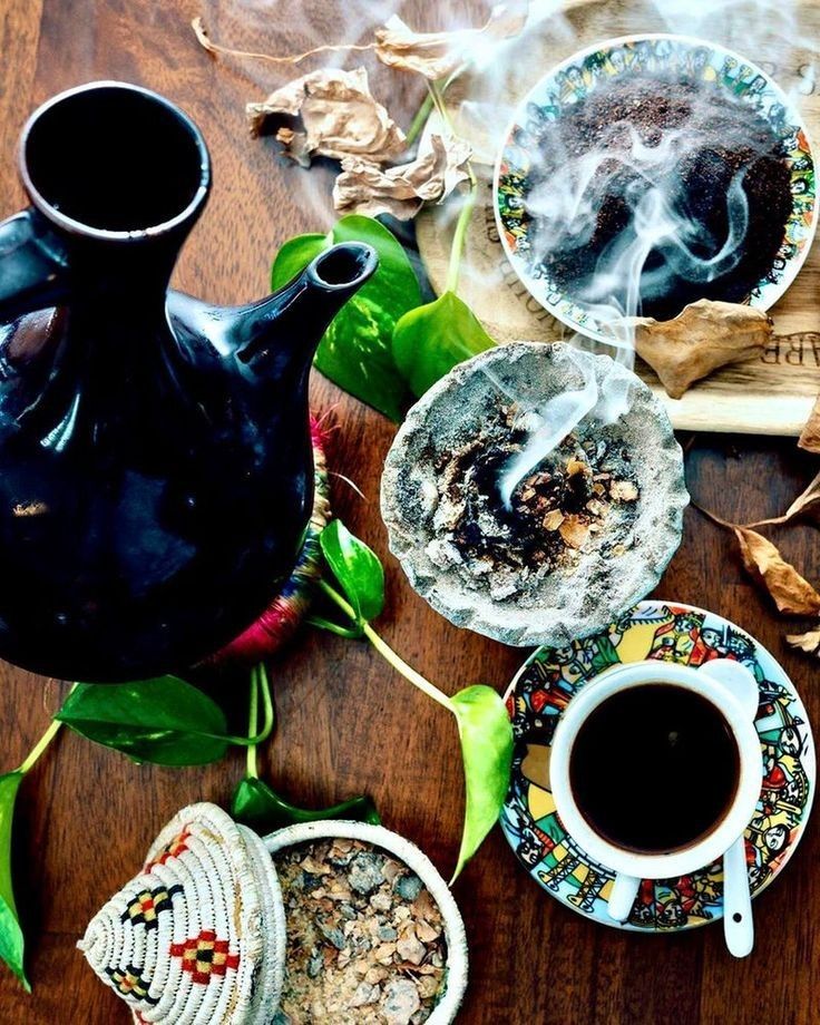 Ethiopian coffee roasting over charcoal