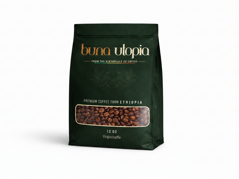 Ethiopian Yirgacheffe Single-Origin Coffee –  Roasted whole Beans (12 oz)