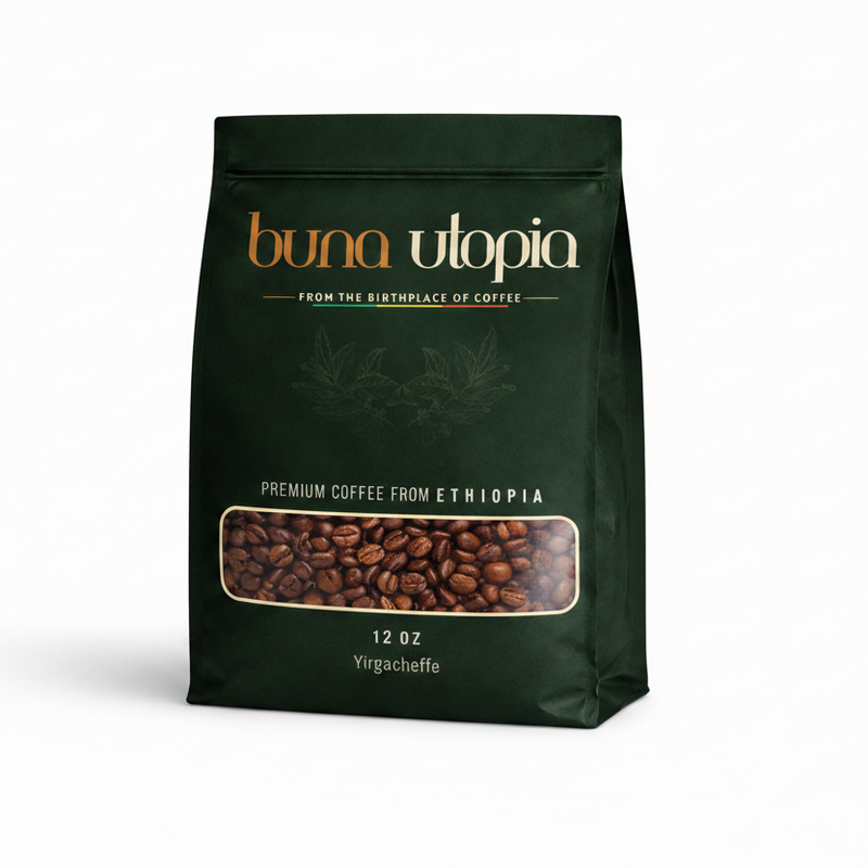 Ethiopian Yirgacheffe Single-Origin Coffee –  Roasted whole Beans (12 oz)